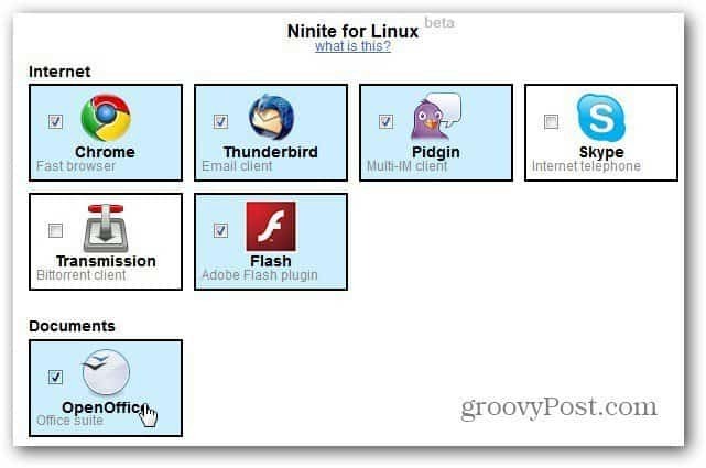 Ninite Linux-sivustolle