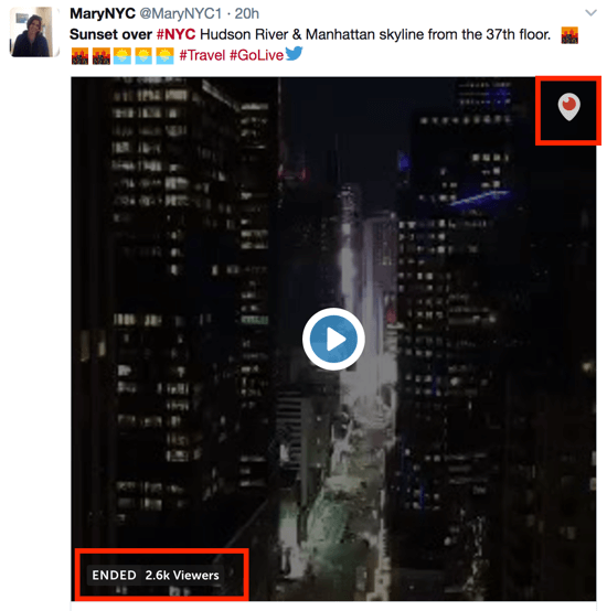 Twitter-live-videosi tallennetaan tweetinä, jotta katsojat voivat katsella sitä lähetyksen päättymisen jälkeen.