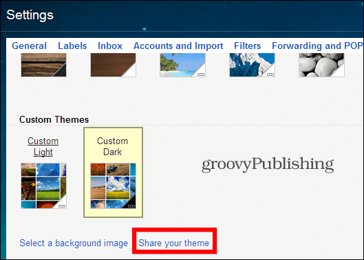 Gmail-mukautetut teemat jakaa teeman