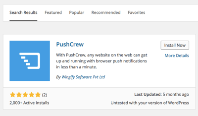 pushcrew wordpress -laajennus