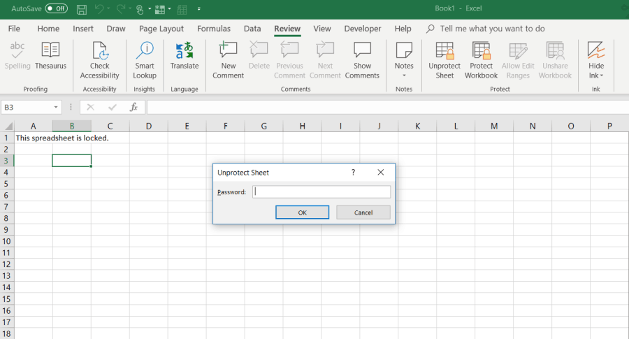 poista suojaus Excel-taulukosta