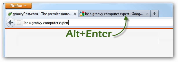 alt + enter avataksesi uusia välilehtiä Firefox-hakuista