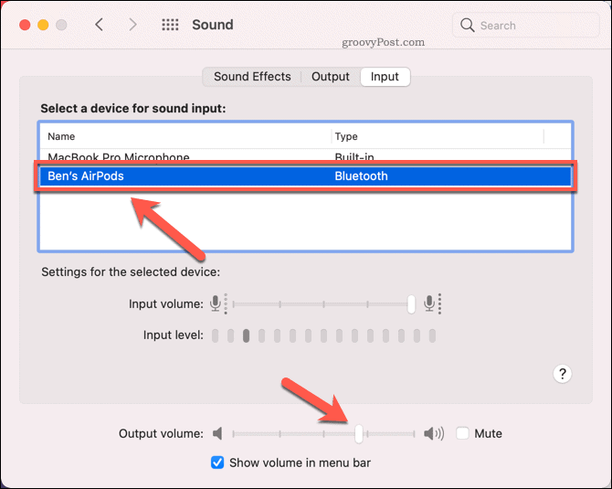 AirPodien asettaminen äänentoistolaitteeksi Macissa