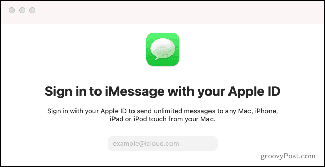 kirjaudu sisään viesteihin mac