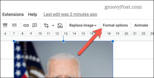 Google Slides -kuvamuotoasetukset -painike