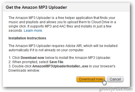 Asenna Amazon MP3 Uploader