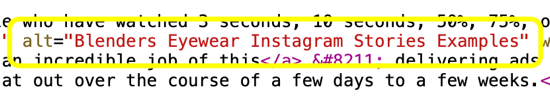 Kuinka lisätä Alt-teksti Instagram-viesteihin, esimerkki Alt-tekstistä HTML-koodissa