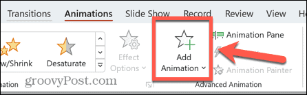 powerpoint lisää animaatiota