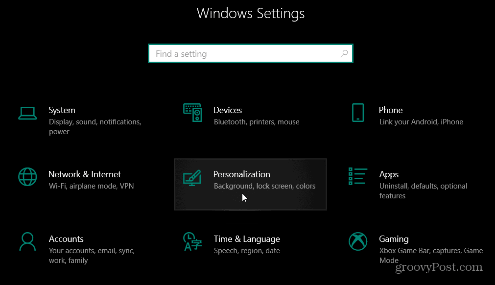 Mukauttamisasetukset Windows 10