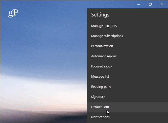 Oletusfontti Windows 10 Mail App