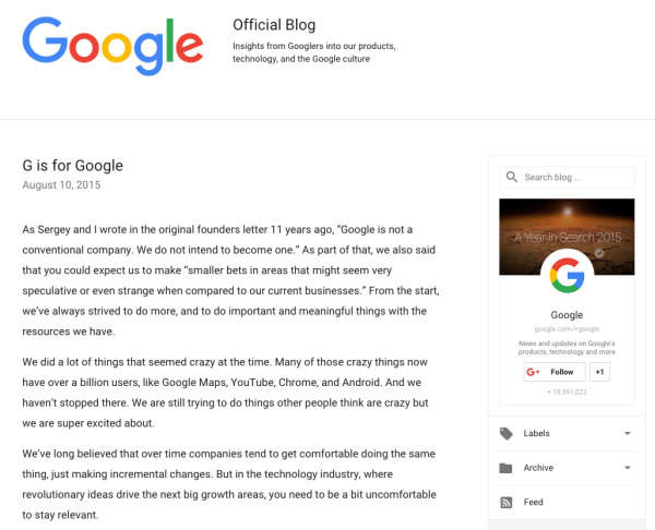 google rebranding ilmoituskirje