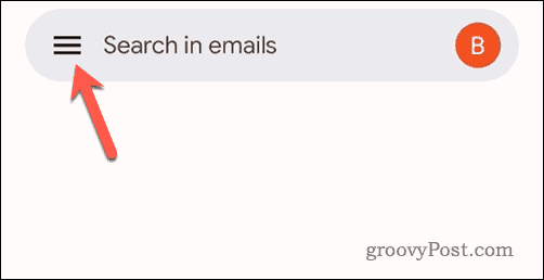 Napauta Gmail-valikkokuvaketta Gmail-mobiilisovelluksessa