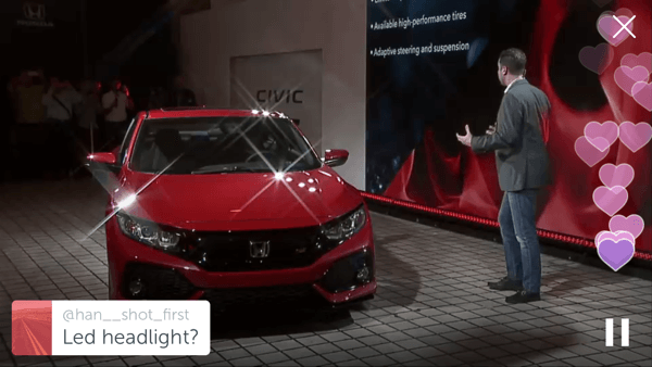 Honda käytti Periscopea paljastamaan vuoden 2017 Civic SI -prototyyppinsä.