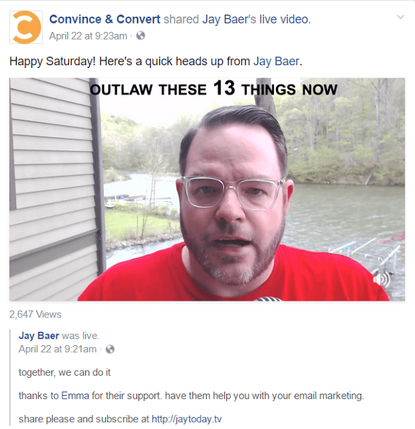 Jay sijoittaa videon jokaiselle Jay Today -jaksolle neljälle eri sosiaalisen median alustalle sekä blogiviestin LinkedIniin, Mediumiin ja hänen verkkosivustolleen.