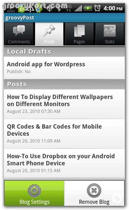 Wordpress Android Posts -arviointi - luonnokset
