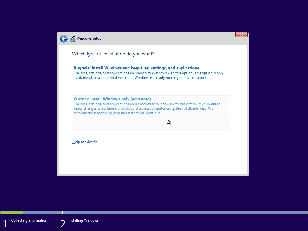 04 Cutom Windows 10 puhdas asennus
