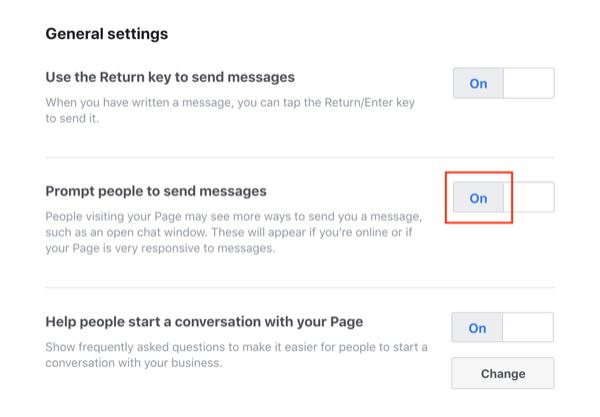 Facebook Messenger Lähetä viestit -ominaisuus.