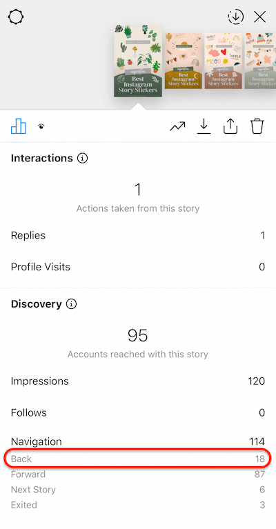Instagram-tarinoiden tiedot, jotka osoittavat tarinasi takaisin ottamisen