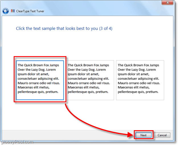 vaihe 3 - clearType-kalibrointi Windows 7: ssä