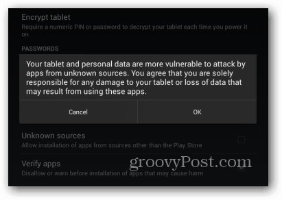 Android-varoitusviesti