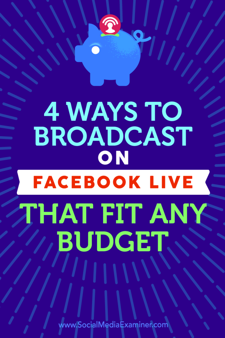 Vinkkejä neljään tapaan lähettää Facebook Live -palvelua, joka sopii mihin tahansa budjettiin.