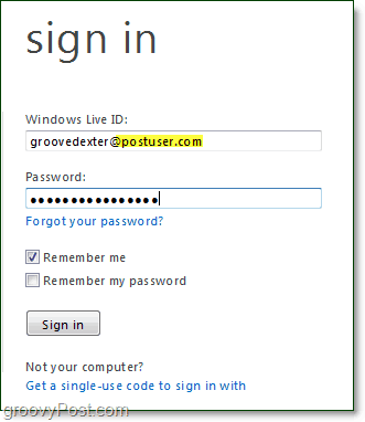 kuinka kirjautua sisään Windows Live -verkkotunnuksen sähköpostiosoitteeseen