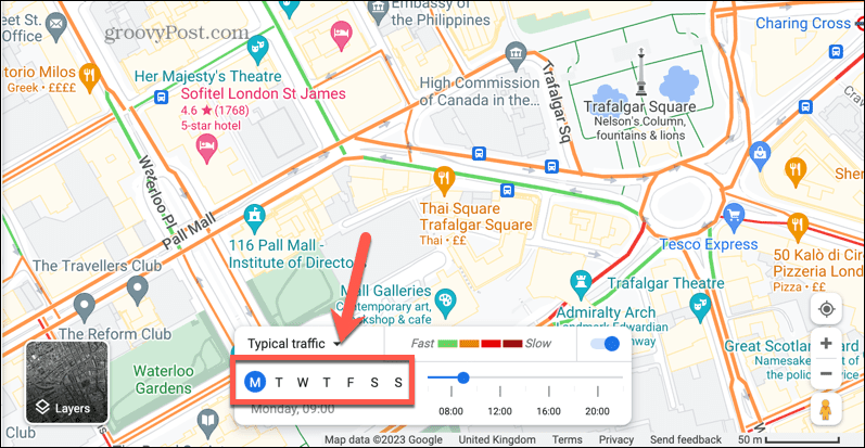google mapsin tyypillinen liikennepäivä