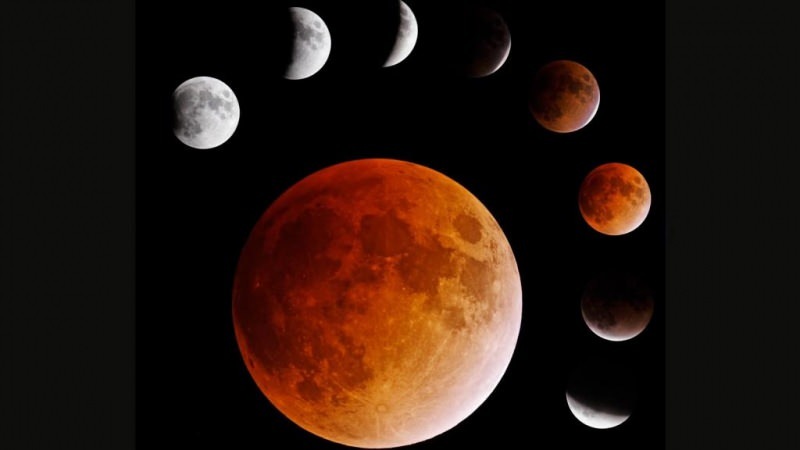 Pimennys kokee nähdessään kuun pudotettavan maailman varjoon eri väreinä heijastuvien auringonsäteiden kanssa.