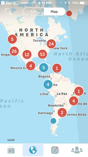 Periscopen kartan avulla katsojien on helppo löytää suoratoistoja ympäri maailmaa.
