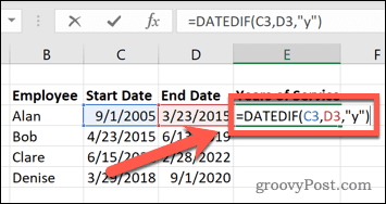Excel täydellinen datedif-toiminto