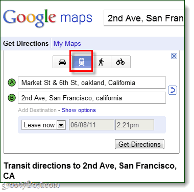 kuljetusohjeet Google Mapsissa