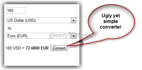 Google Finance Currency Converter -työkalu