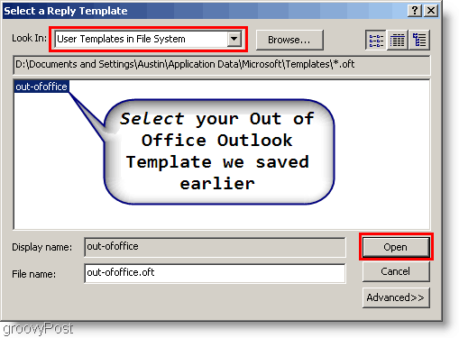 Outlook 2007 - Luo Outlook-sääntö valitse malli