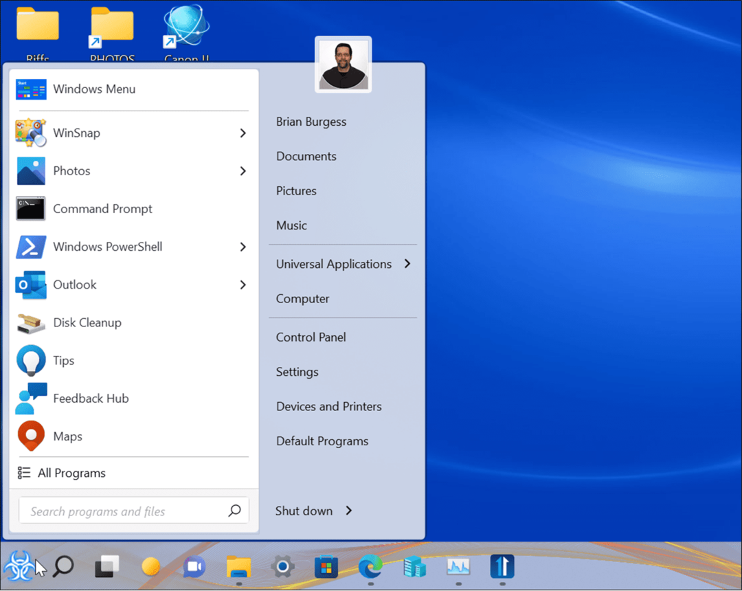 parantaa Windows 11:n käynnistysvalikkoa ja tehtäväpalkkia käynnistysversiolla 11