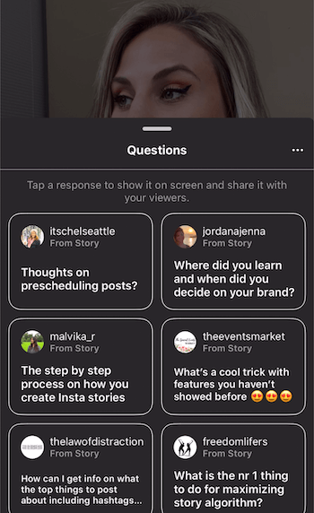 Kysymyksiä ja vastauksia Instagram-tarinoista