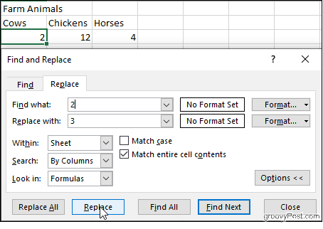 Excel Match -solujen sisältö