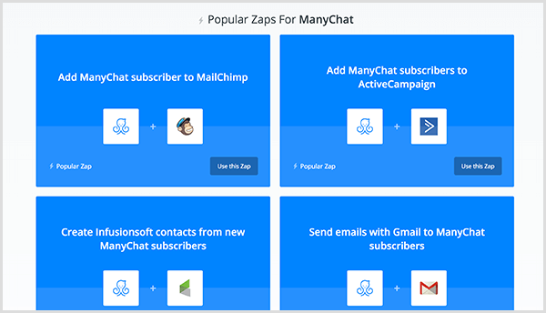 Molly Pitmann sanoo, että Zapier-integraation avulla voit lähettää sähköpostiosoitteen, jonka käyttäjä antaa Messengerissä, sähköpostiosoitteeseesi.