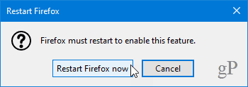 Käynnistä Firefox uudelleen