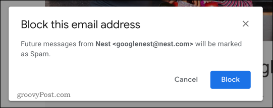 Estä-painike Gmailissa