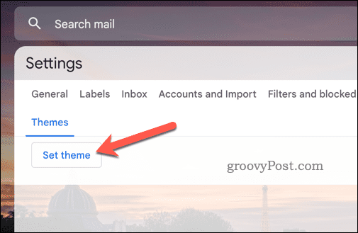 Aseta Gmailin teema -painike
