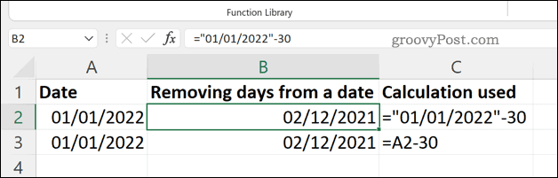 Päivien poistaminen päivämäärästä Excelissä