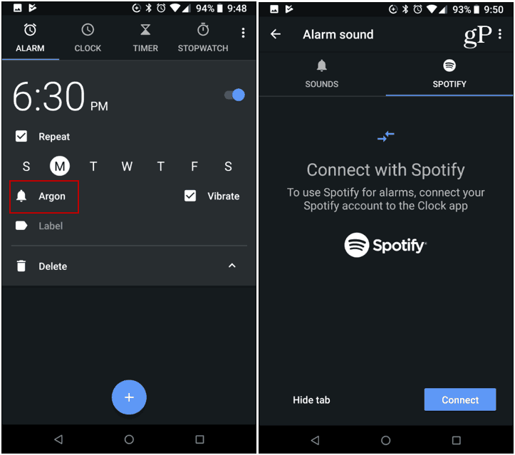 Google-herätyskello Spotify
