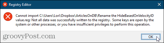 Rekisteritiedostoa ei voi tuoda Windowsin rekisteriin