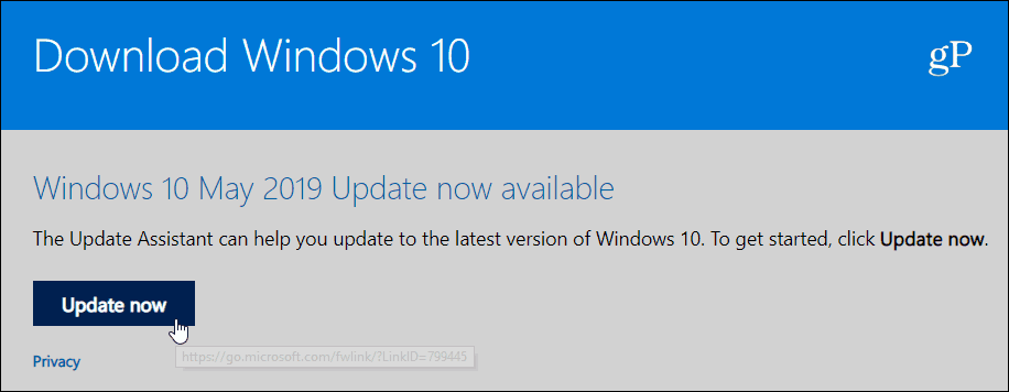 Päivitä Windows 10 1903, toukokuu 2019, päivitys
