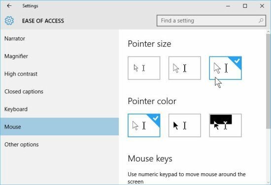 Windows 10 -vinkki: Suurenna hiiren osoittimen kokoa ja väriä