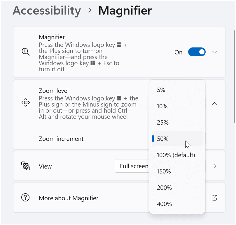 Käytä suurennuslasityökalua Windows 11:ssä