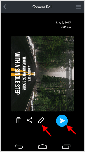 snapchat jakaa valokuvan kamerarullasta