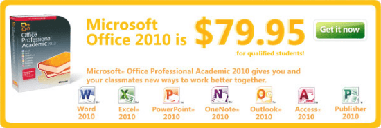 Opiskelija-alennus - Office 2010 -opinnollinen / akateeminen versio saatavilla nyt