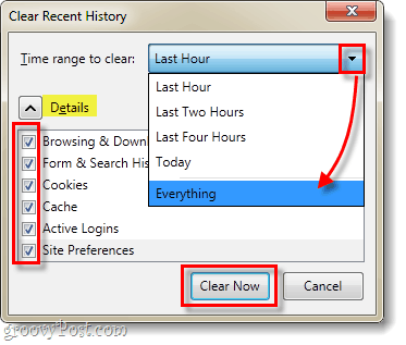 Firefox 4 tyhjentää historian kaikki yksityiskohdat
