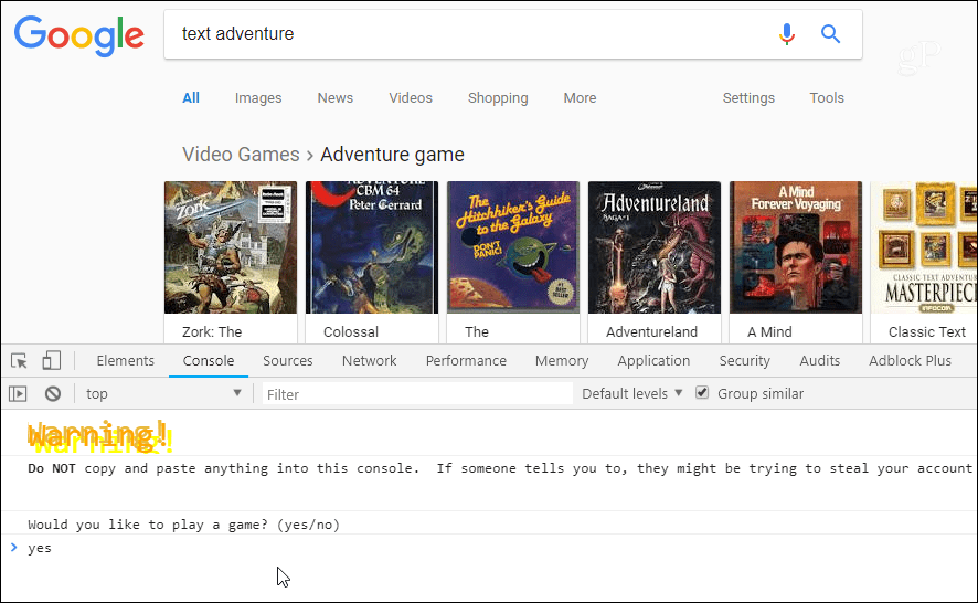 Google-tekstiseikkailu